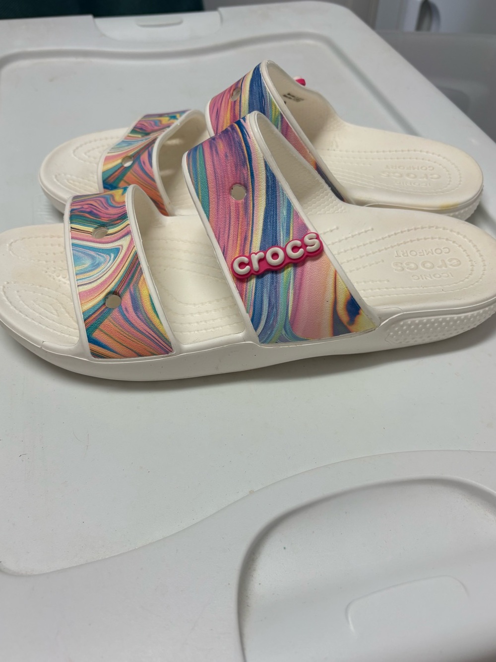 CROCS Tiedye Graphic Slides Size 10 - Picture 3 of 5